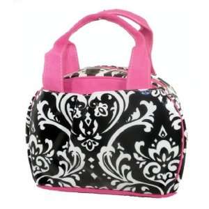  Pasiley Laminated Insulated Lunch Bag Tote Black White 