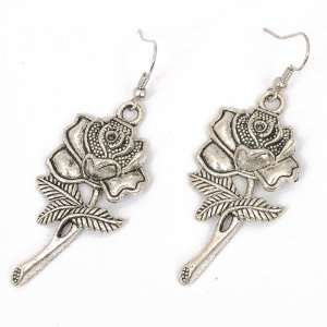    Tibetan Silver Rose Leaf Shape Dangle Hook Earrings Jewelry