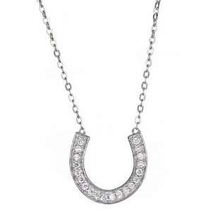  Tiffany  esque CZ Sterling Silver Horseshoe Necklace 16 