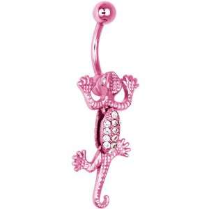  Pink Titanium Moveable Lizard Belly Ring Jewelry