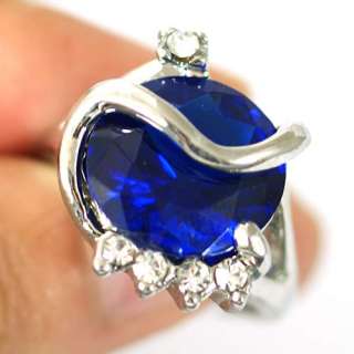   Lady Blue Primp Gemstone 18K GP Diamante Zircon CZ Ring Jewelry  