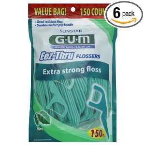  G U M Eez Thru Flossers, Mint, Value Bag, 150 ea Health 