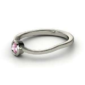   Stackable Berry Ring, Round Pink Tourmaline Platinum Ring Jewelry