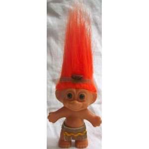   Berrie Good Luck Troll, Indian, Orange Hair 5 Tall, Vintage Doll Toy