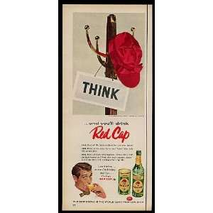   Carling Red Cap Ale Red Hat Coat Rack Print Ad (8136)