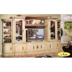  antique white finish wood Big screen / plasma entertainment center 